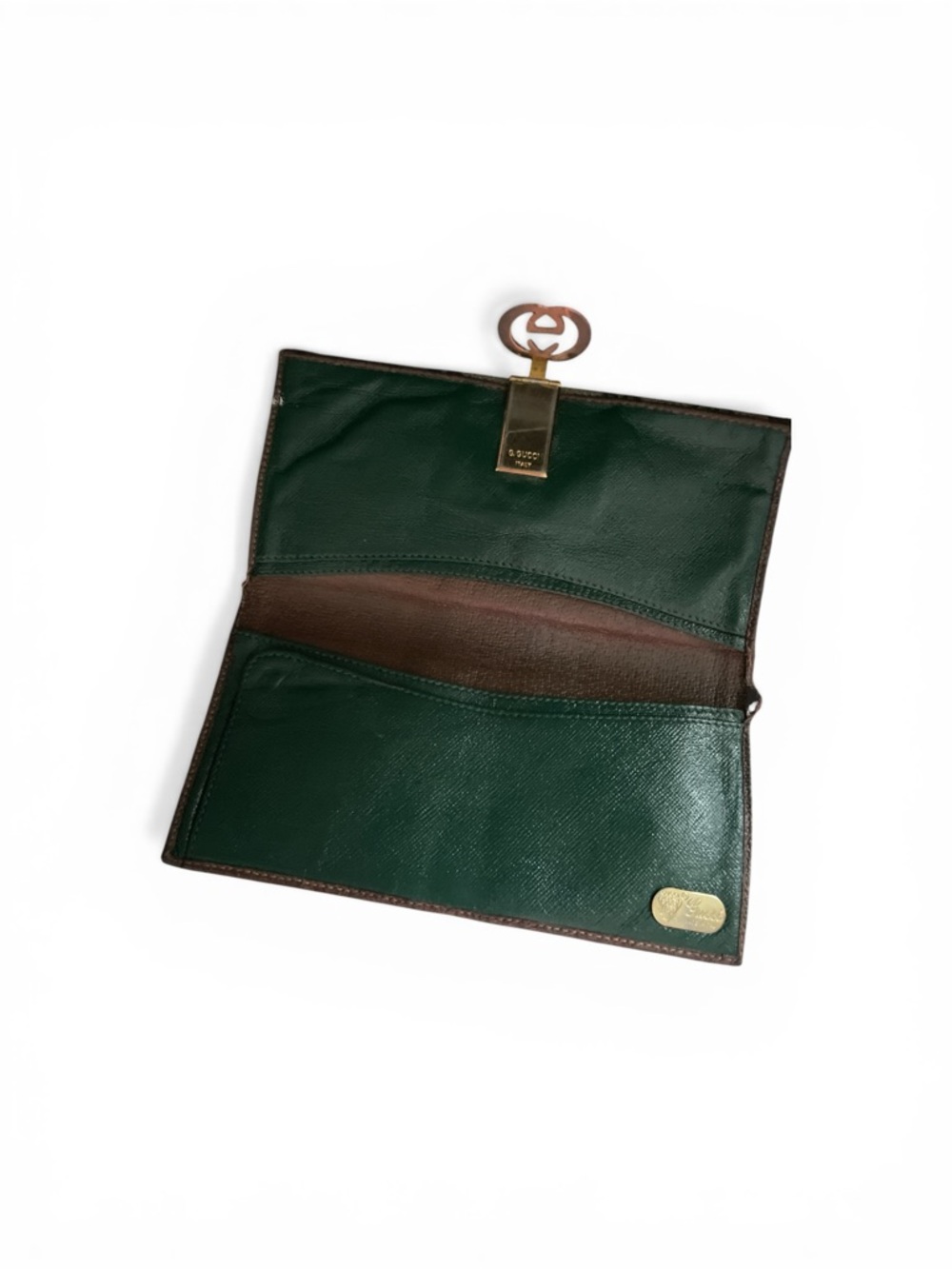 Vintage Gucci GG Supreme Sherry Line Long Wallet - Green Leather Interior - Picture 5 of 9